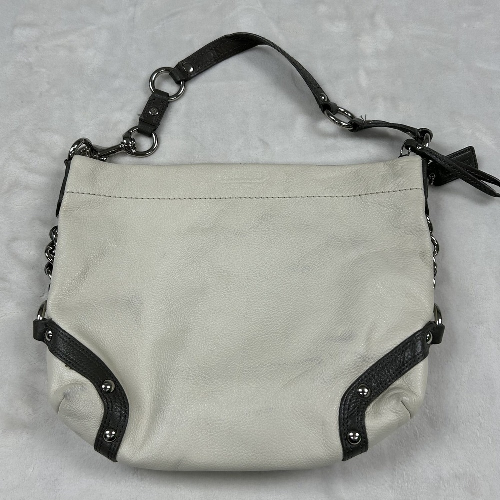 Coach Shoulder Bag Womens Medium Cream F15251 Leather Studded Chain Strap